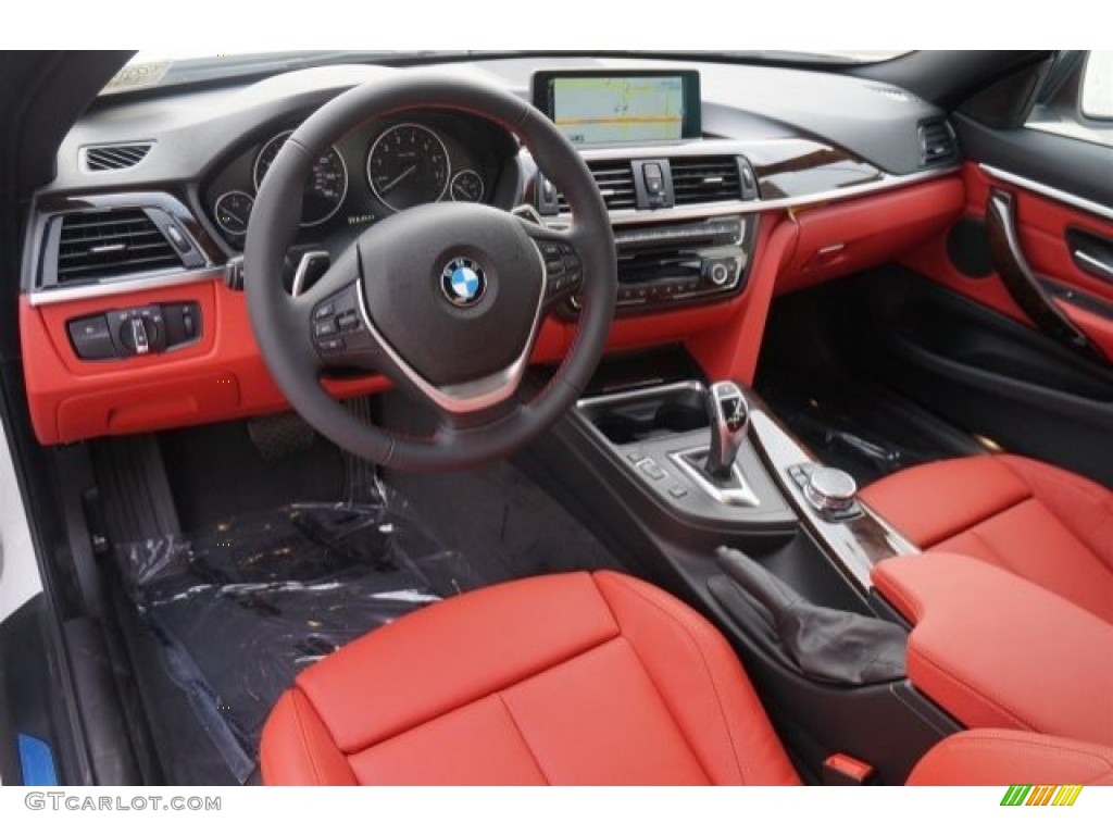 Coral Red/Black Highlight Interior 2015 BMW 4 Series 428i Coupe Photo #99063078