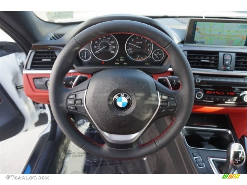 2015 4 Series 428i Coupe - Alpine White / Coral Red/Black Highlight photo #8