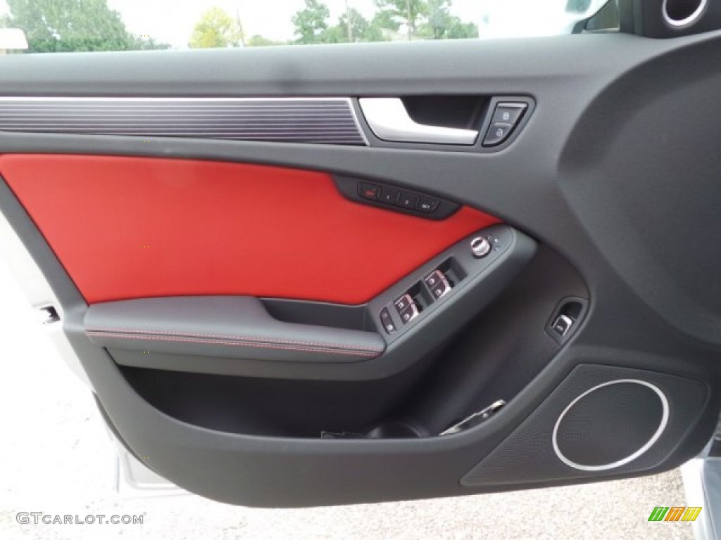 2015 Audi S4 Premium Plus 3.0 TFSI quattro Black/Magma Red Door Panel Photo #99091281