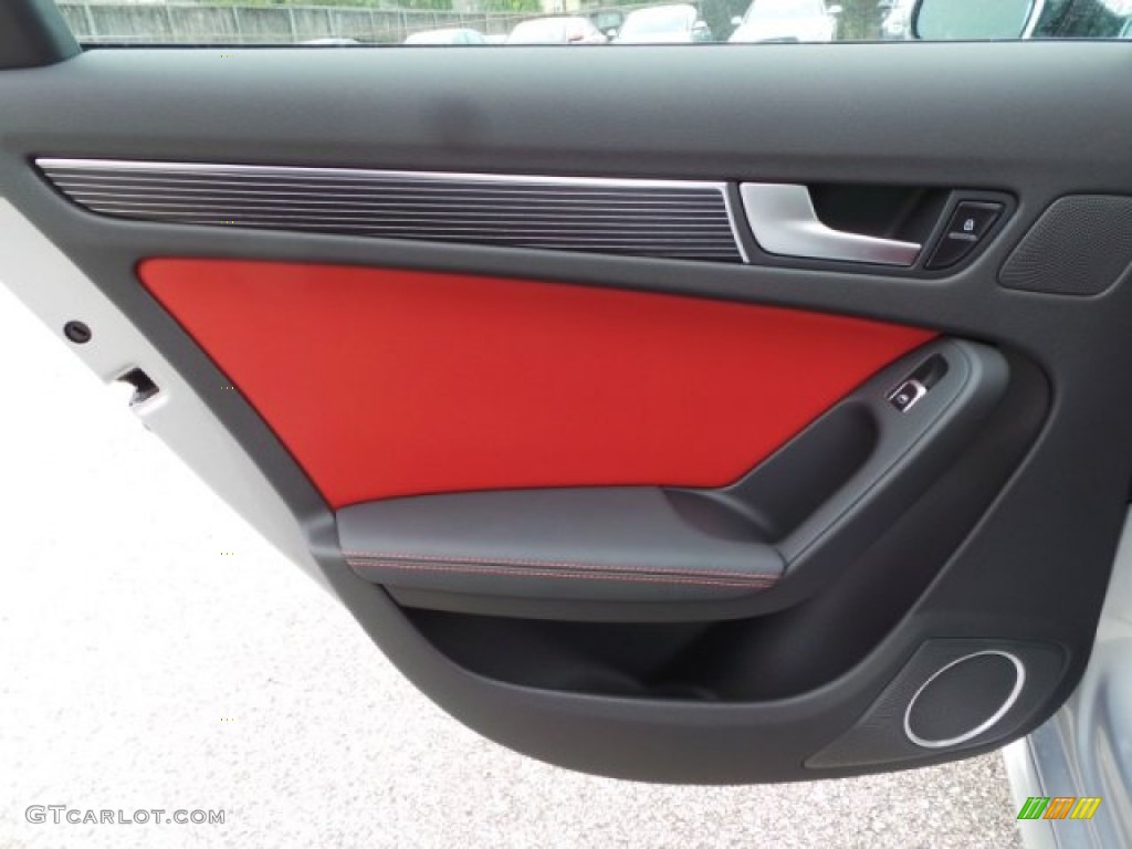 2015 Audi S4 Premium Plus 3.0 TFSI quattro Black/Magma Red Door Panel Photo #99091716