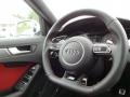2015 Audi S4 Black/Magma Red Interior Steering Wheel Photo