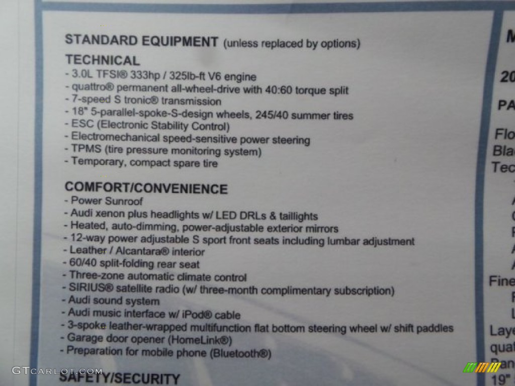 2015 Audi S4 Premium Plus 3.0 TFSI quattro Window Sticker Photo #99091986