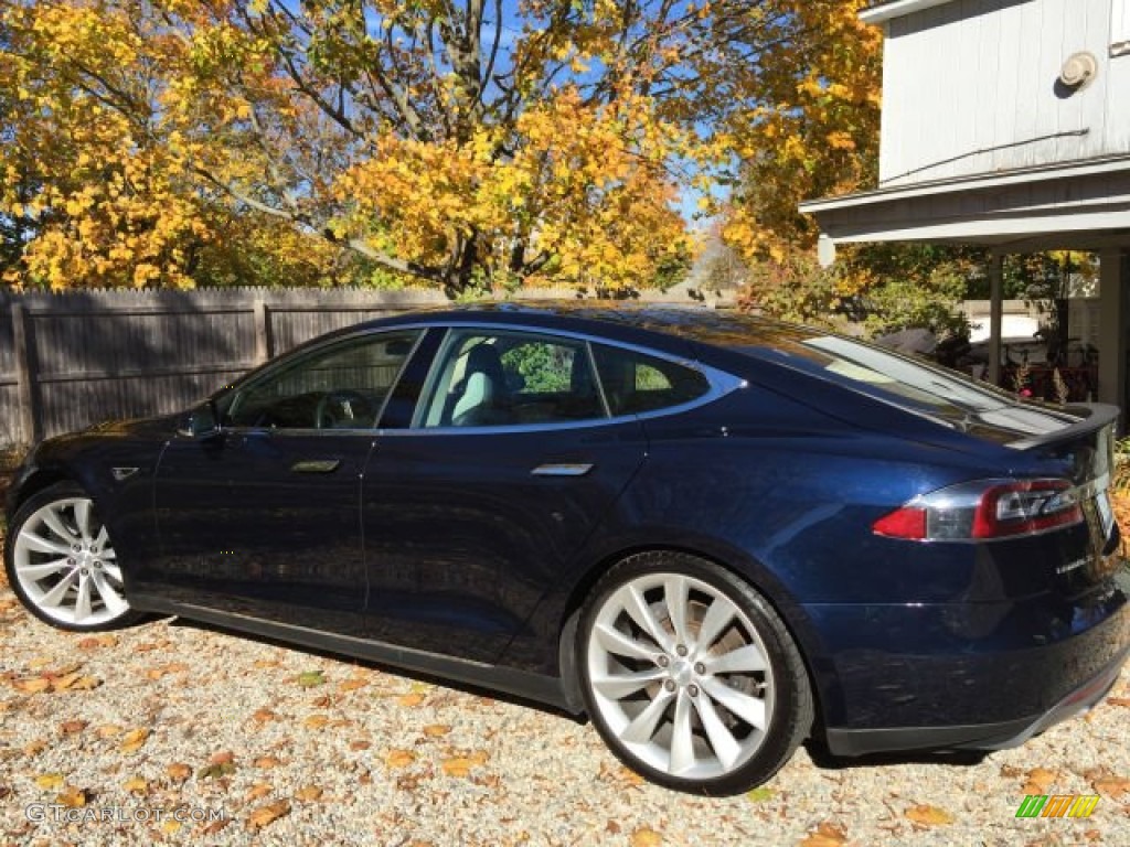 2013 Model S P85 Performance - Blue Metallic / Grey photo #13