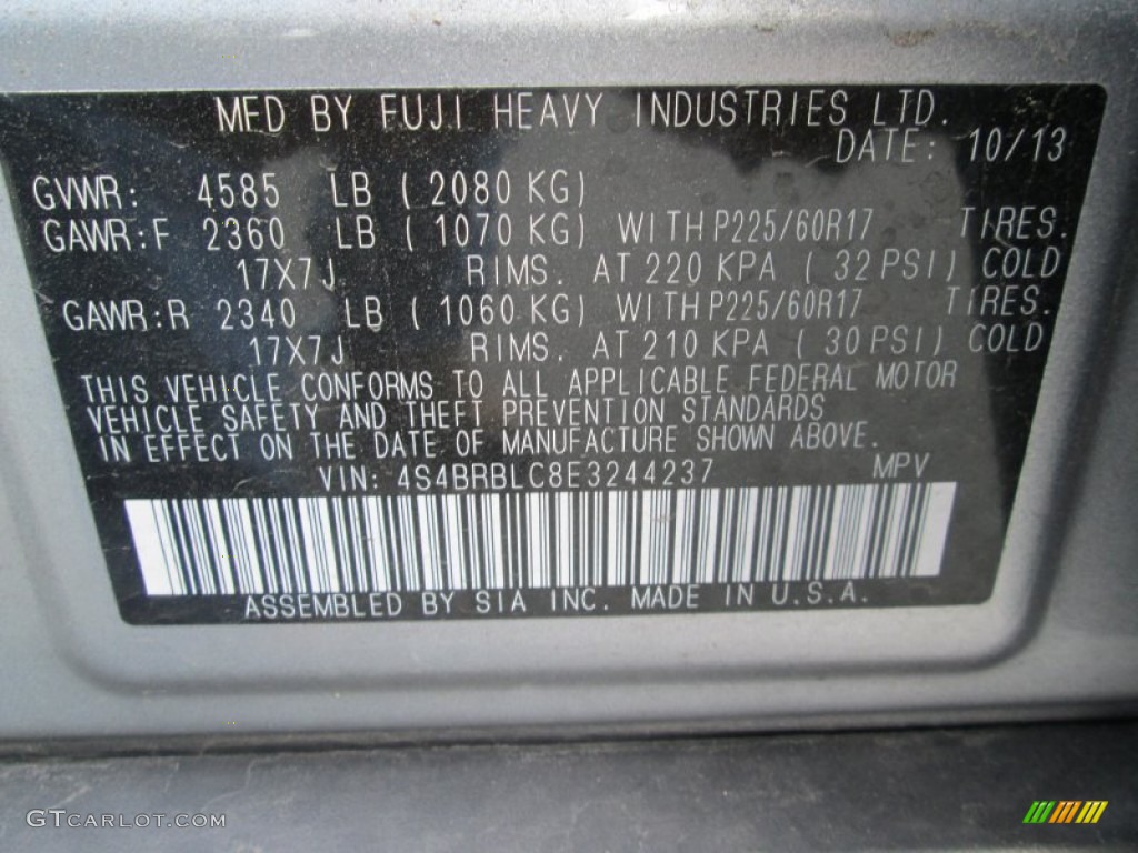 2014 Outback 2.5i Limited - Ice Silver Metallic / Black photo #30