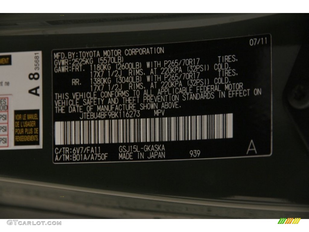 2011 FJ Cruiser Trail Teams Special Edition 4WD - Army Green / Dark Charcoal photo #20