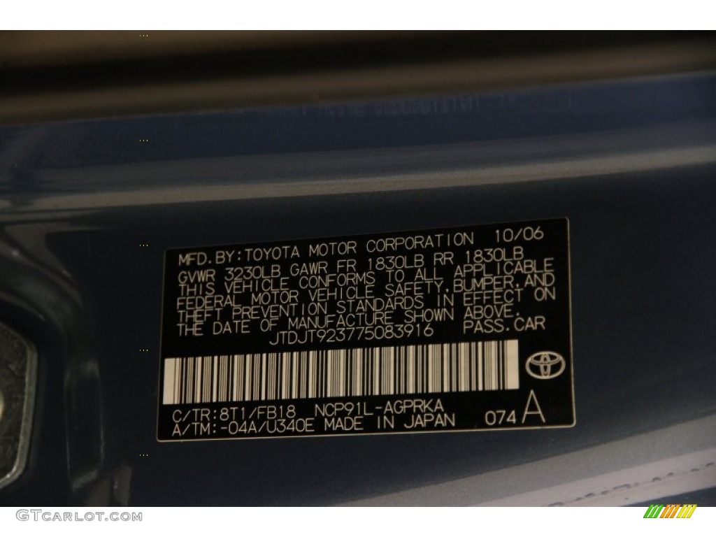 2007 Yaris 3 Door Liftback - Bayou Blue Metallic / Dark Charcoal photo #16