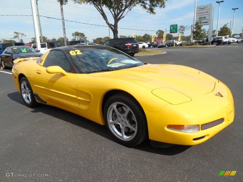 2002 Corvette Coupe - Millenium Yellow / Black photo #9