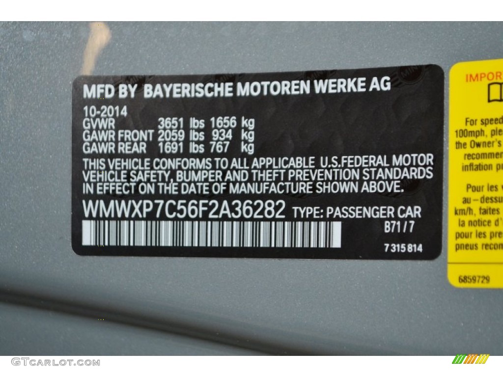 2015 Cooper Color Code B71 for Moonwalk Gray Metallic Photo #99166762