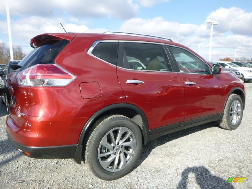 2015 Rogue SL AWD - Cayenne Red / Almond photo #3