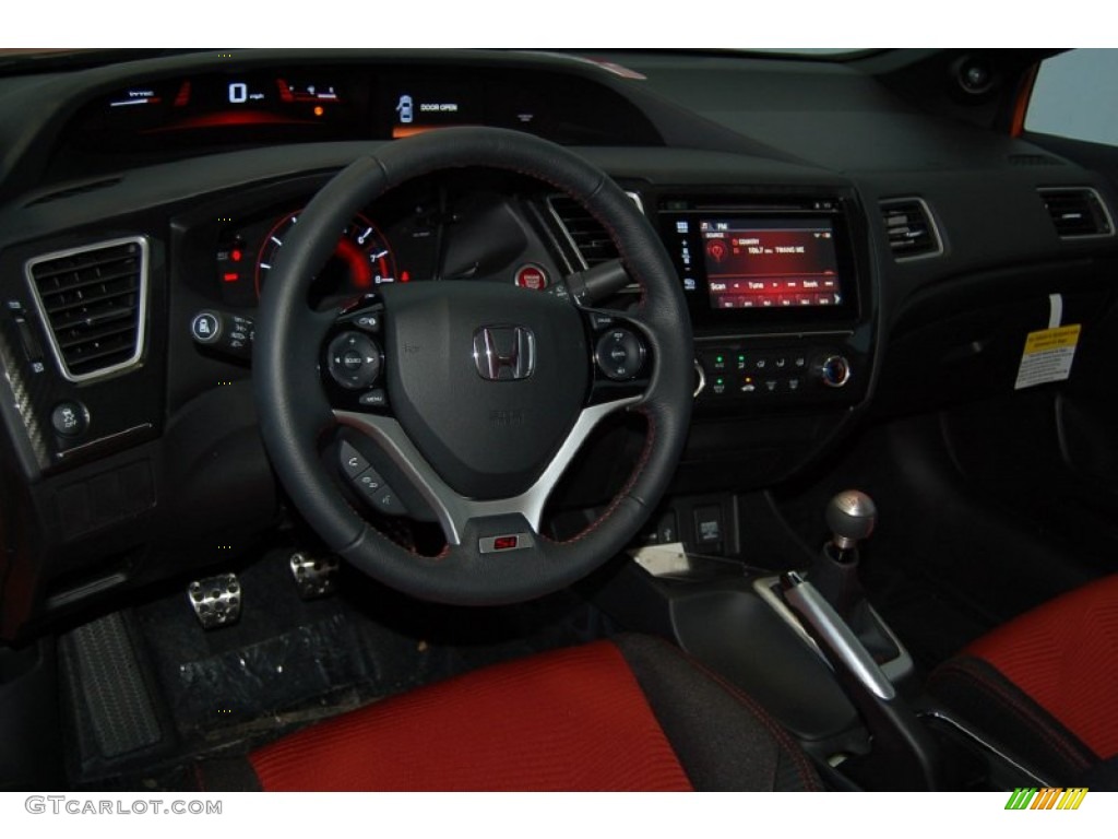 2015 Civic Si Sedan - Orange Fire Pearl / Si Black/Red photo #12