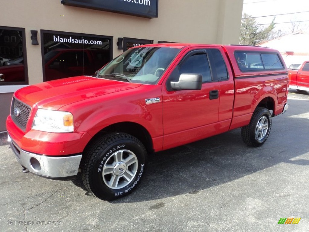 2006 F150 XLT Regular Cab 4x4 - Bright Red / Medium/Dark Flint photo #1