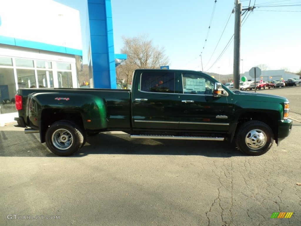 Rainforest Green Metallic 2015 Chevrolet Silverado 3500HD High Country Crew Cab Dual Rear Wheel 4x4 Exterior Photo #99176917