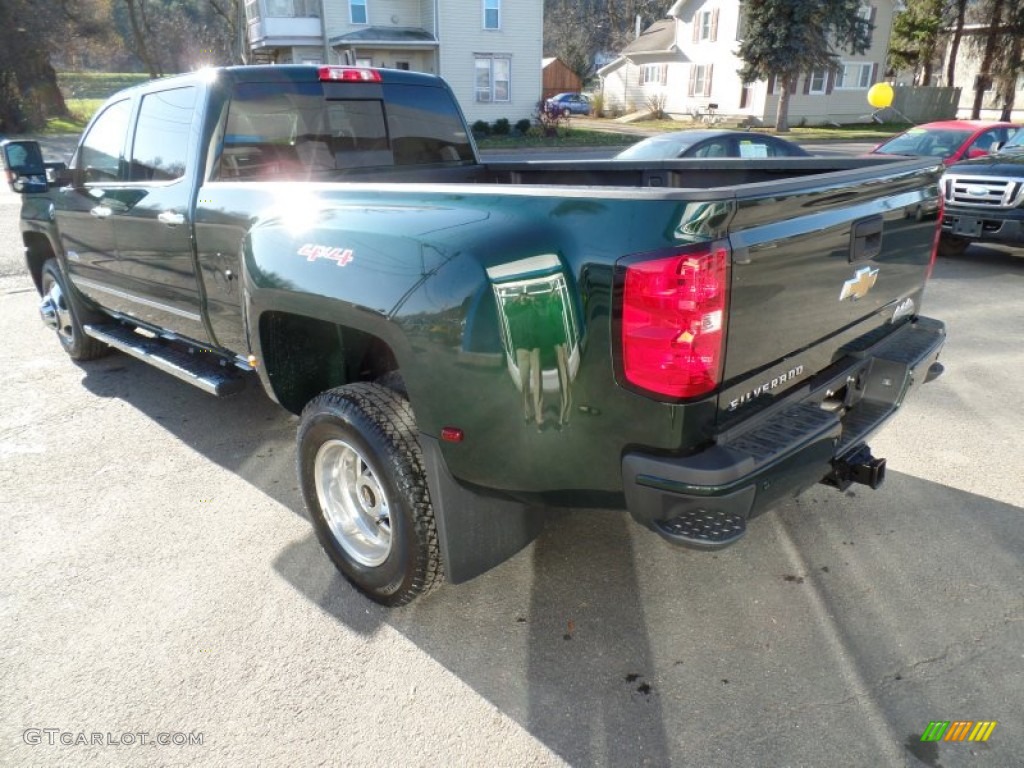 2015 Silverado 3500HD High Country Crew Cab Dual Rear Wheel 4x4 - Rainforest Green Metallic / High Country Saddle photo #7