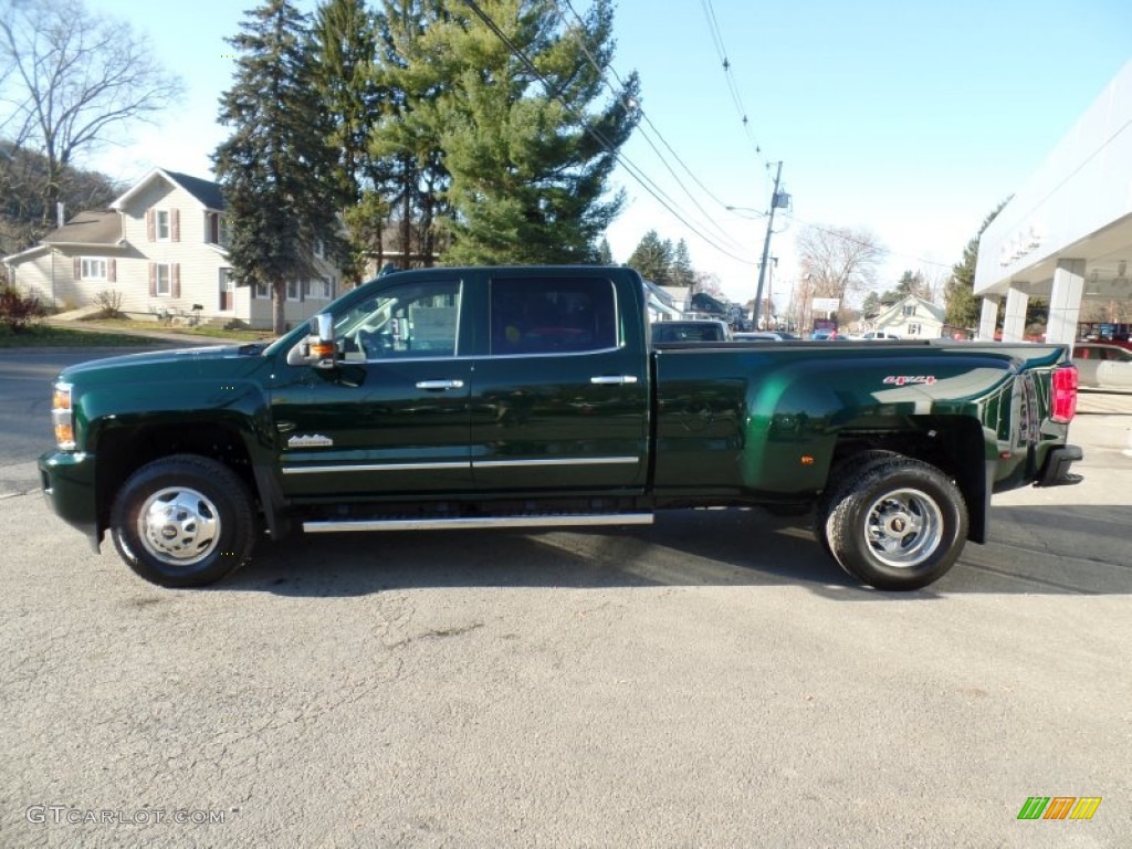 Rainforest Green Metallic 2015 Chevrolet Silverado 3500HD High Country Crew Cab Dual Rear Wheel 4x4 Exterior Photo #99177016