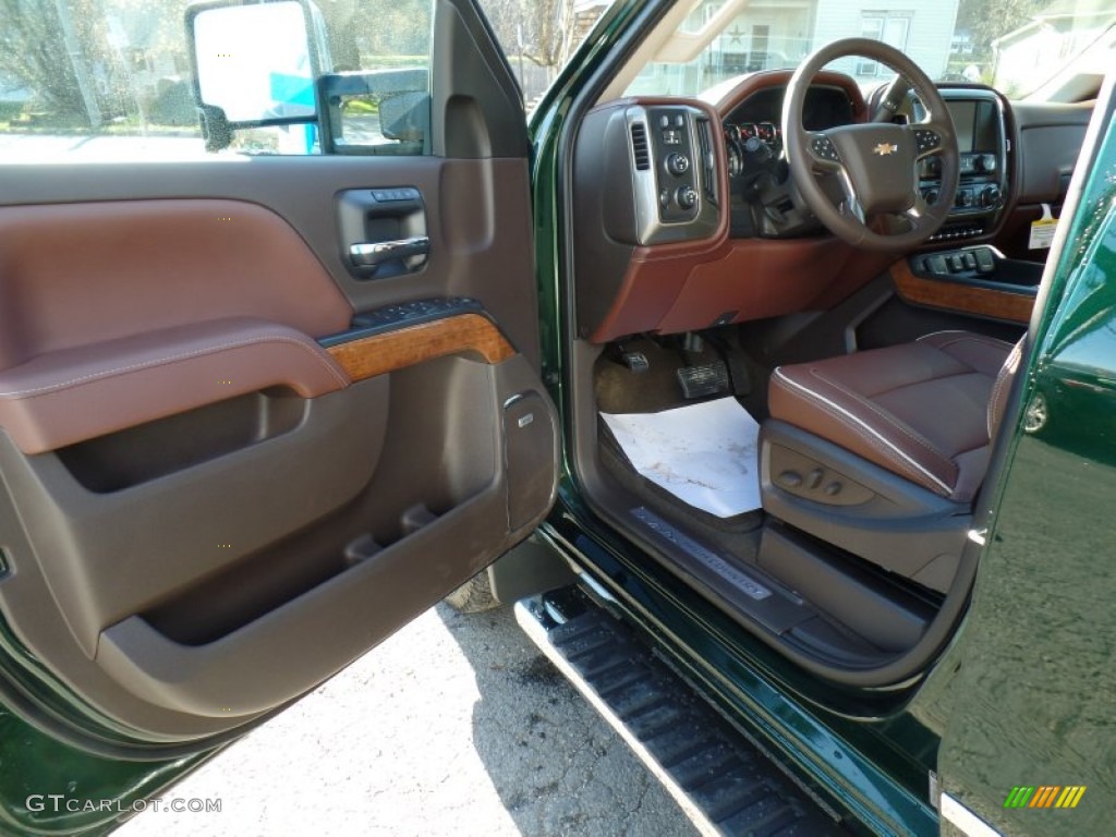 2015 Chevrolet Silverado 3500HD High Country Crew Cab Dual Rear Wheel 4x4 High Country Saddle Door Panel Photo #99177223
