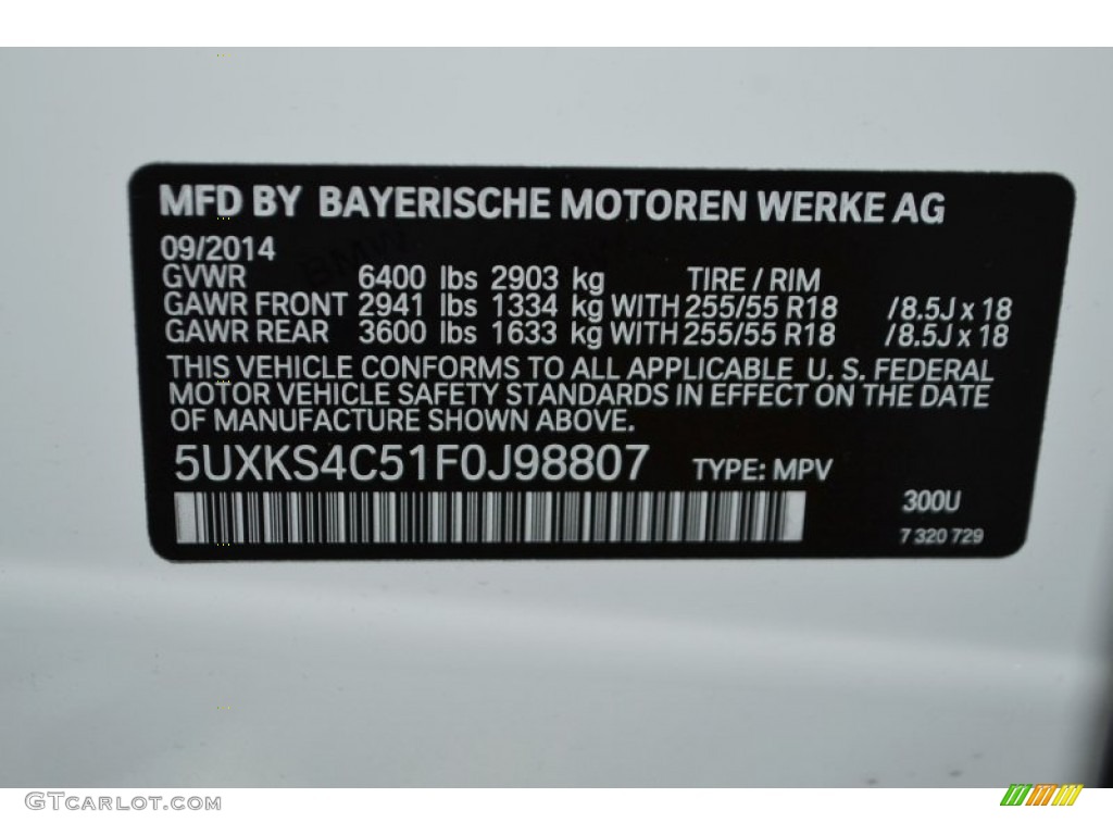 2015 BMW X5 xDrive35d Color Code Photos