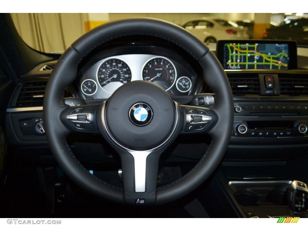 2015 BMW 3 Series 328i Sedan Black Steering Wheel Photo #99198799