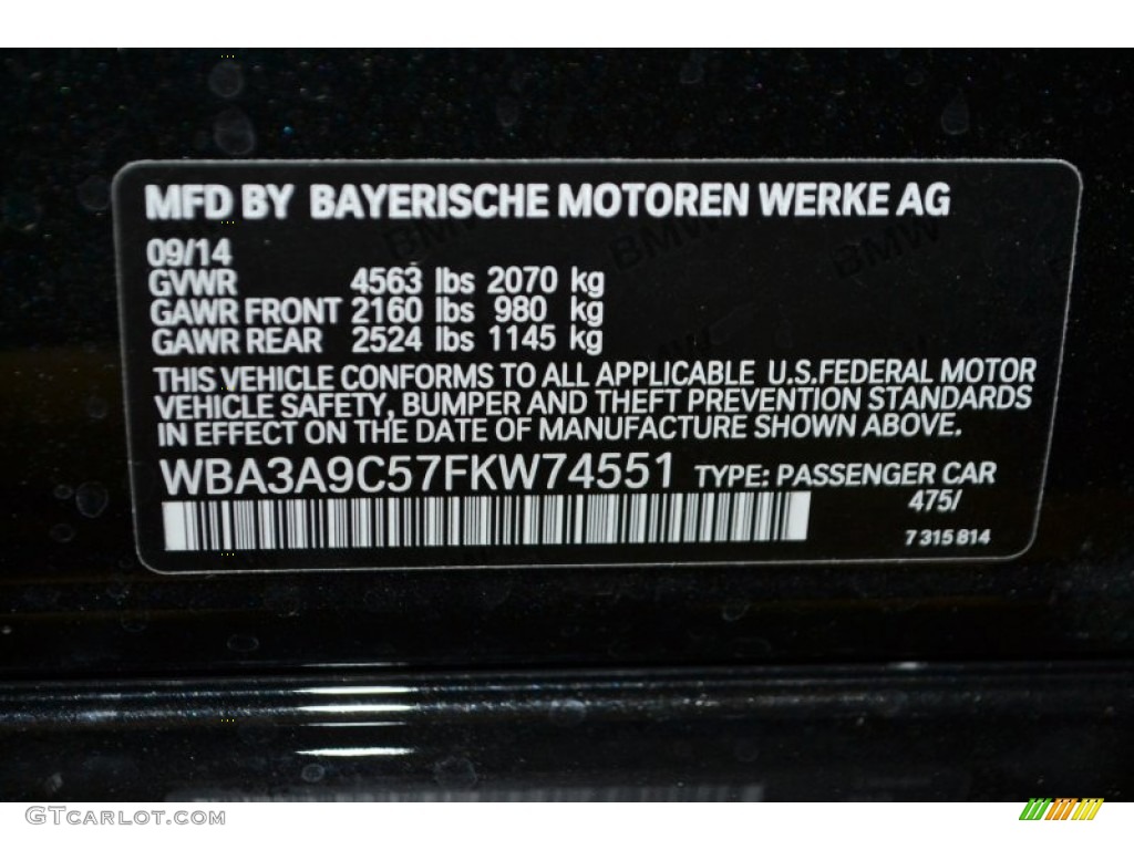 2015 BMW 3 Series 335i Sedan Color Code Photos
