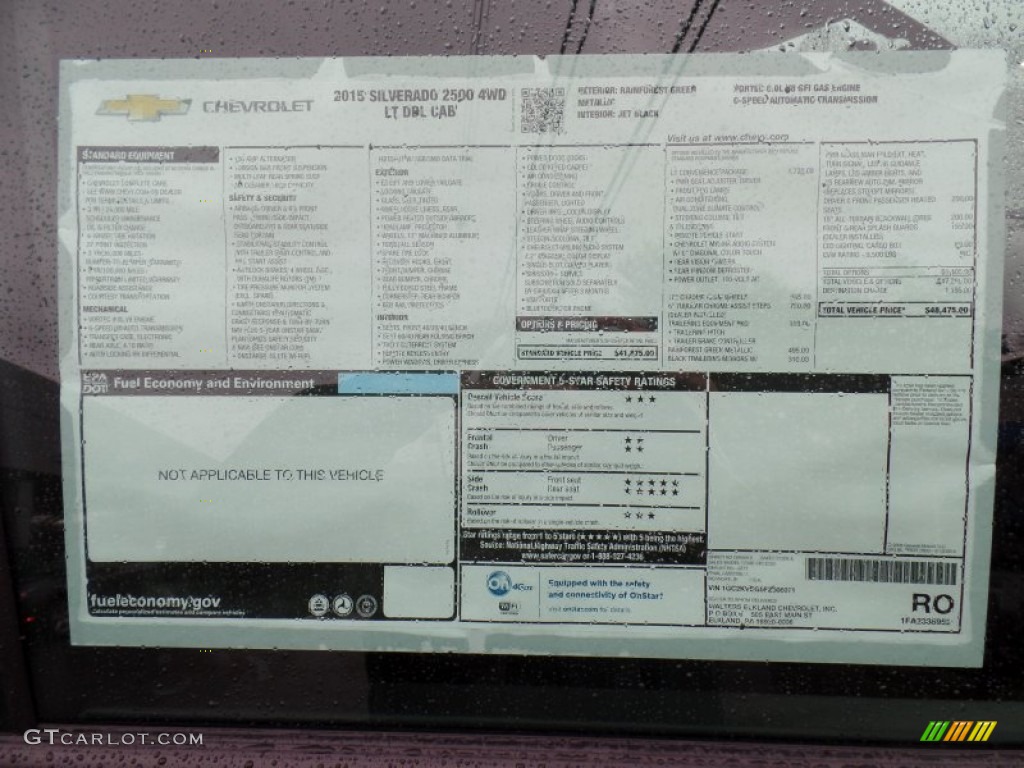 2015 Chevrolet Silverado 2500HD LT Double Cab 4x4 Window Sticker Photo #99203094