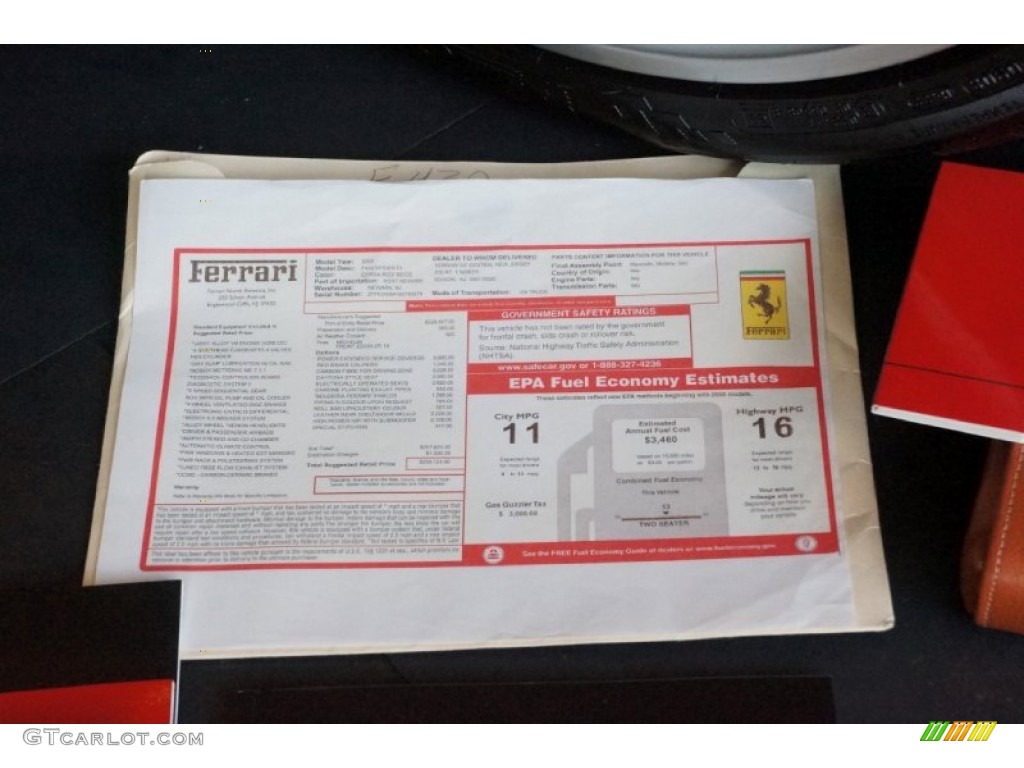 2008 Ferrari F430 Spider F1 Window Sticker Photo #99204231