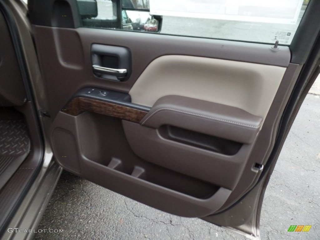 2015 Chevrolet Silverado 3500HD LT Crew Cab Dual Rear Wheel 4x4 Cocoa/Dune Door Panel Photo #99214089