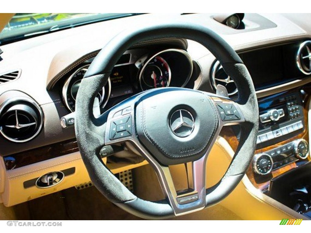 2013 Mercedes-Benz SL 65 AMG Roadster AMG Beige/Brown Steering Wheel Photo #99220282