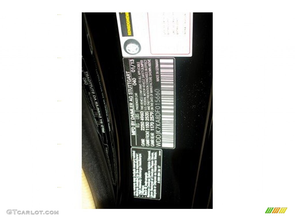 2013 SL Color Code 040 for Black Photo #99220807