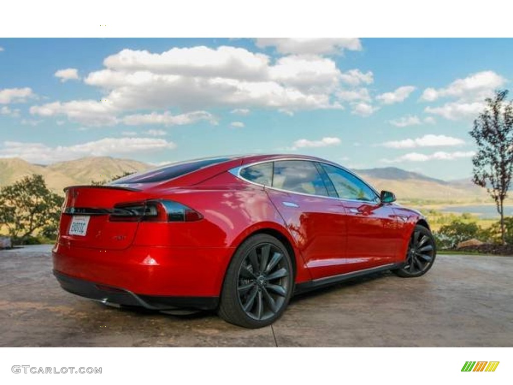 2013 Model S P85 Performance - Red Tesla Multi-Coat / Black photo #1