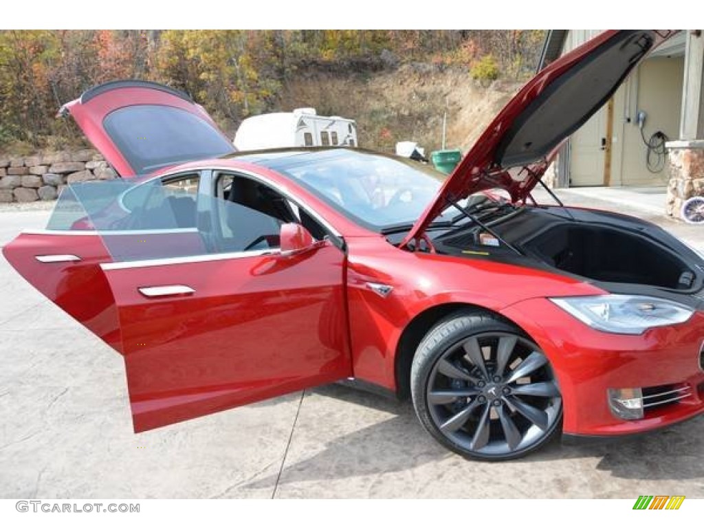 2013 Model S P85 Performance - Red Tesla Multi-Coat / Black photo #7