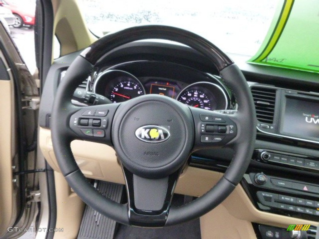 2015 Kia Sedona Limited Camel Steering Wheel Photo #99225053