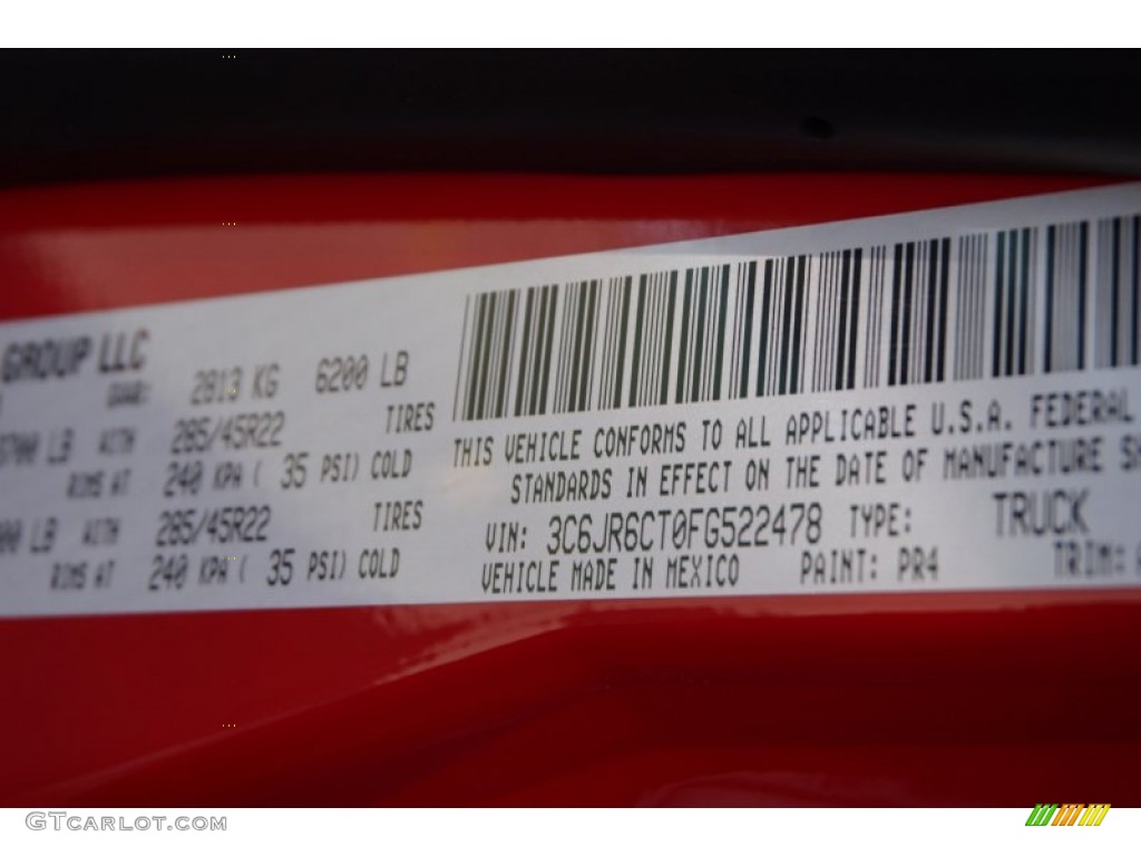 2015 1500 Color Code PR4 for Flame Red Photo #99226145