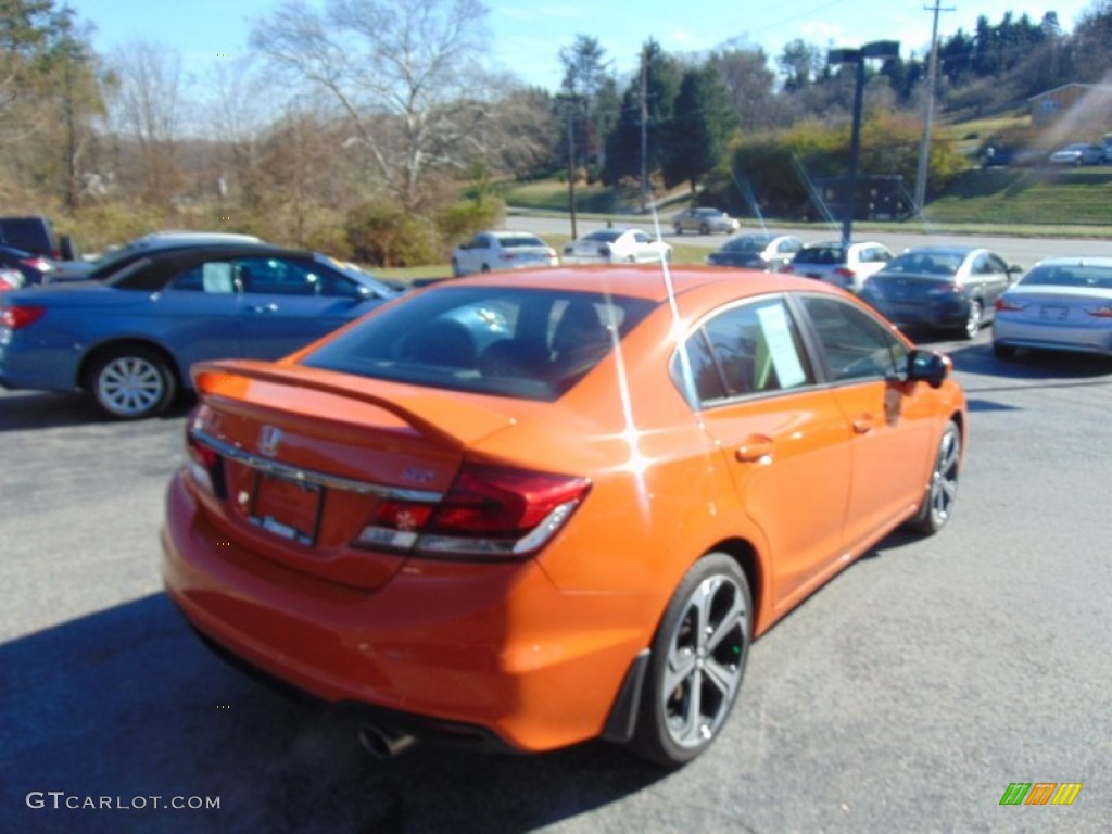 2014 Civic Si Sedan - Orange Fire Pearl / Black/Red photo #4