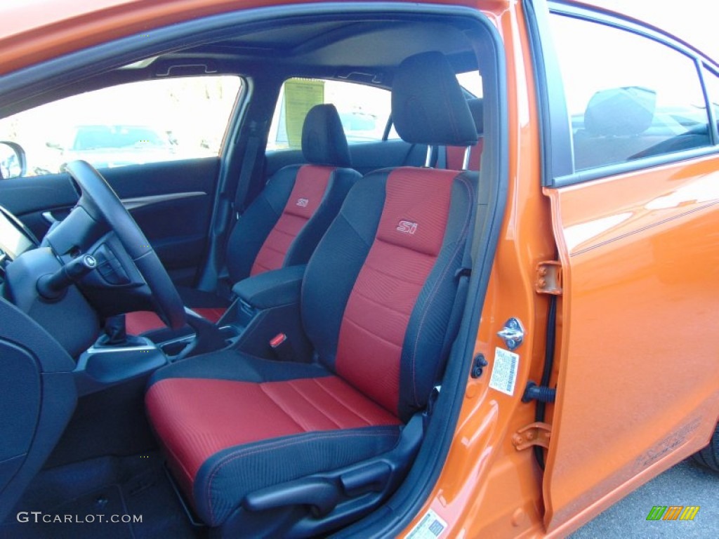 2014 Civic Si Sedan - Orange Fire Pearl / Black/Red photo #15