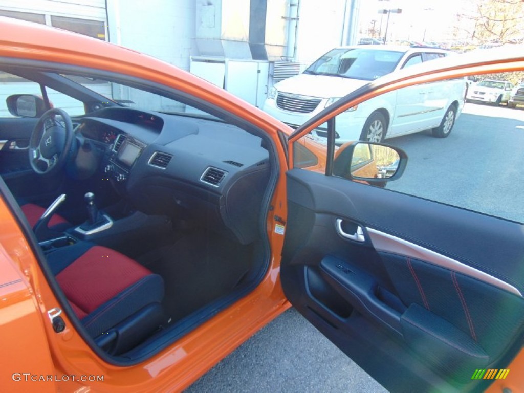 2014 Civic Si Sedan - Orange Fire Pearl / Black/Red photo #17