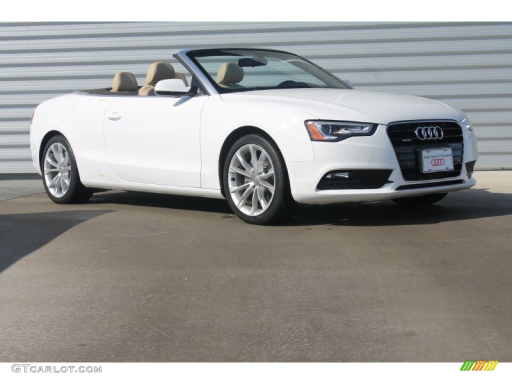 2013 A5 2.0T quattro Cabriolet - Ibis White / Velvet Beige/Moor Brown photo #1