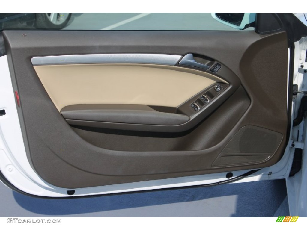 2013 Audi A5 2.0T quattro Cabriolet Velvet Beige/Moor Brown Door Panel Photo #99239432