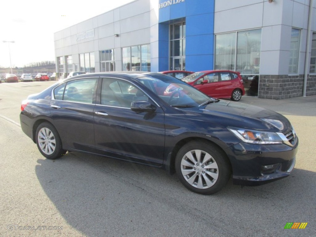 2014 Accord EX-L V6 Sedan - Obsidian Blue Pearl / Gray photo #1