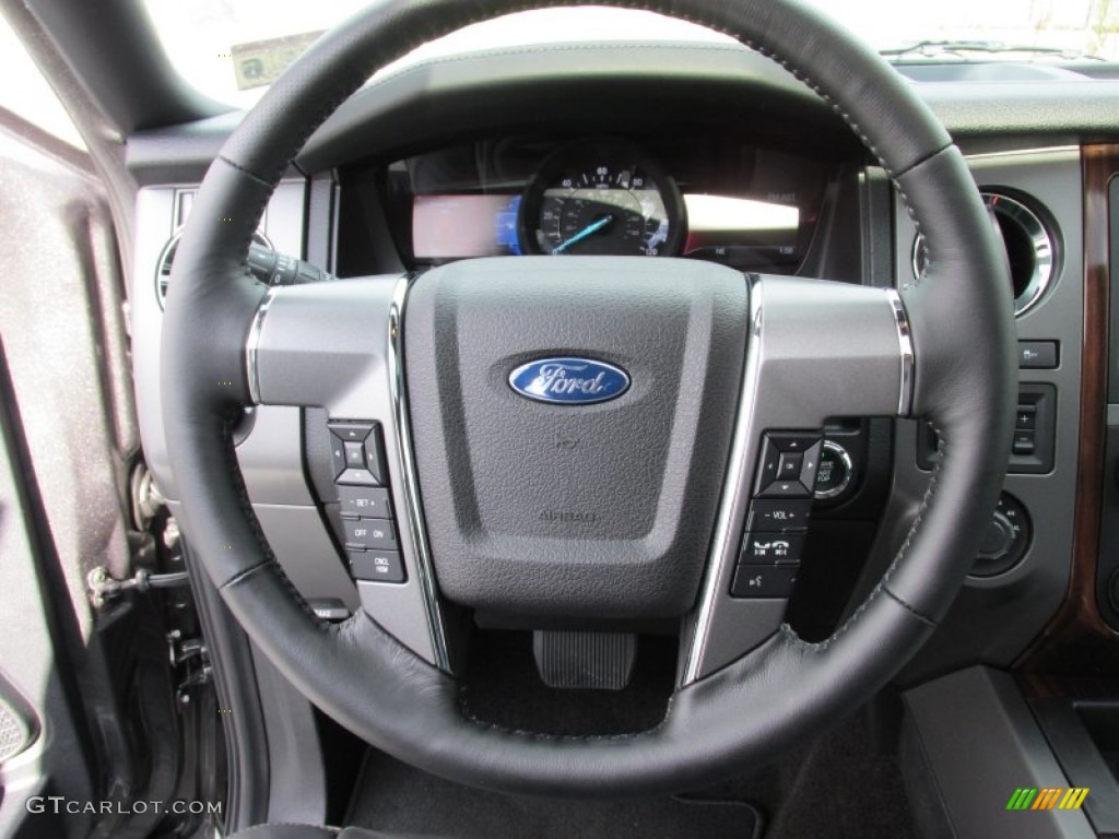 2015 Ford Expedition EL Platinum 4x4 Ebony Steering Wheel Photo #99269086
