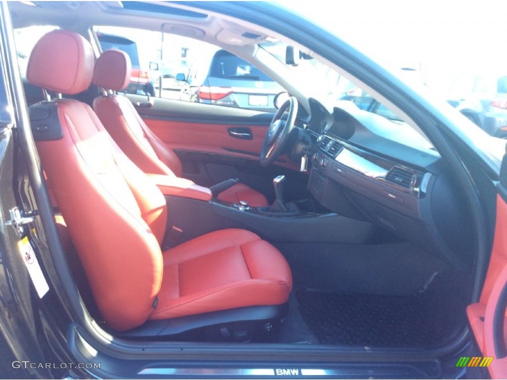 2009 3 Series 335xi Coupe - Black Sapphire Metallic / Coral Red/Black Dakota Leather photo #25