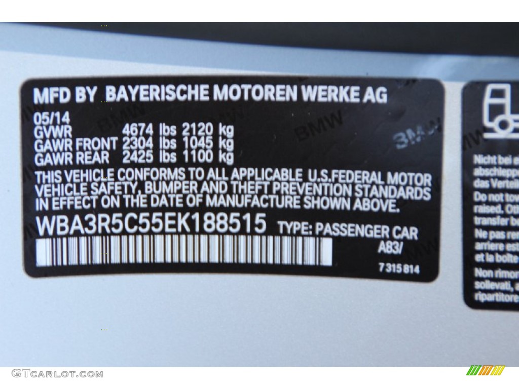 2014 4 Series Color Code A83 for Glacier Silver Metallic Photo #99278710