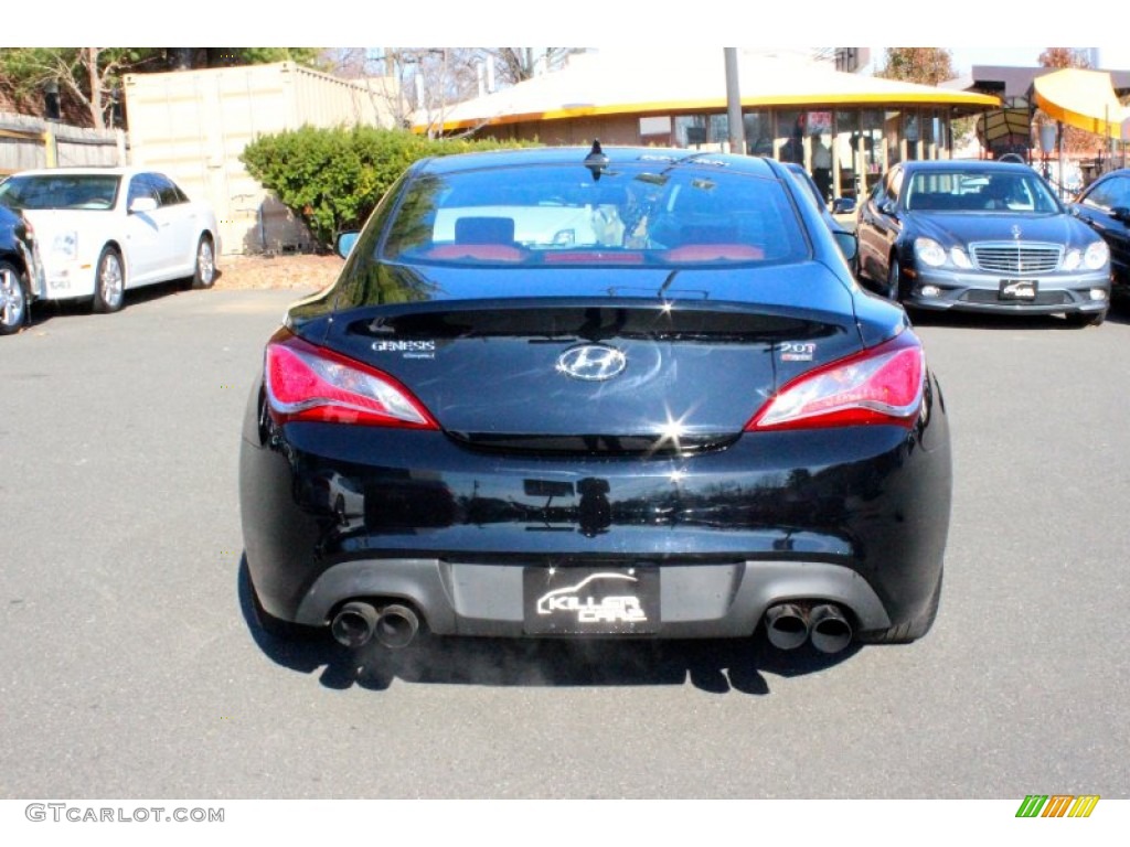 2013 Genesis Coupe 2.0T R-Spec - Becketts Black / Red Leather/Red Cloth photo #6