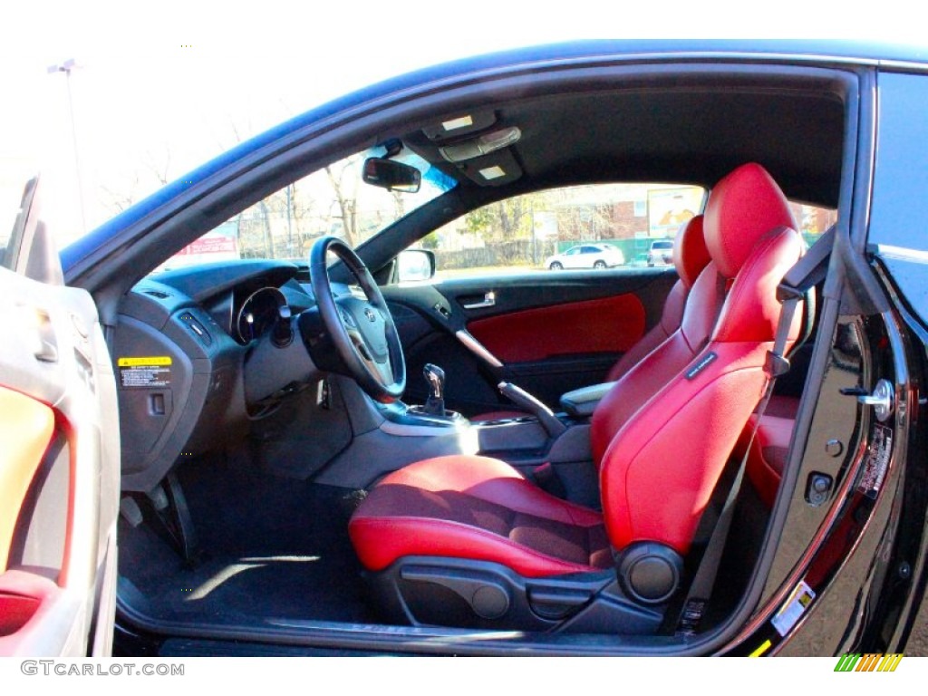 2013 Genesis Coupe 2.0T R-Spec - Becketts Black / Red Leather/Red Cloth photo #14