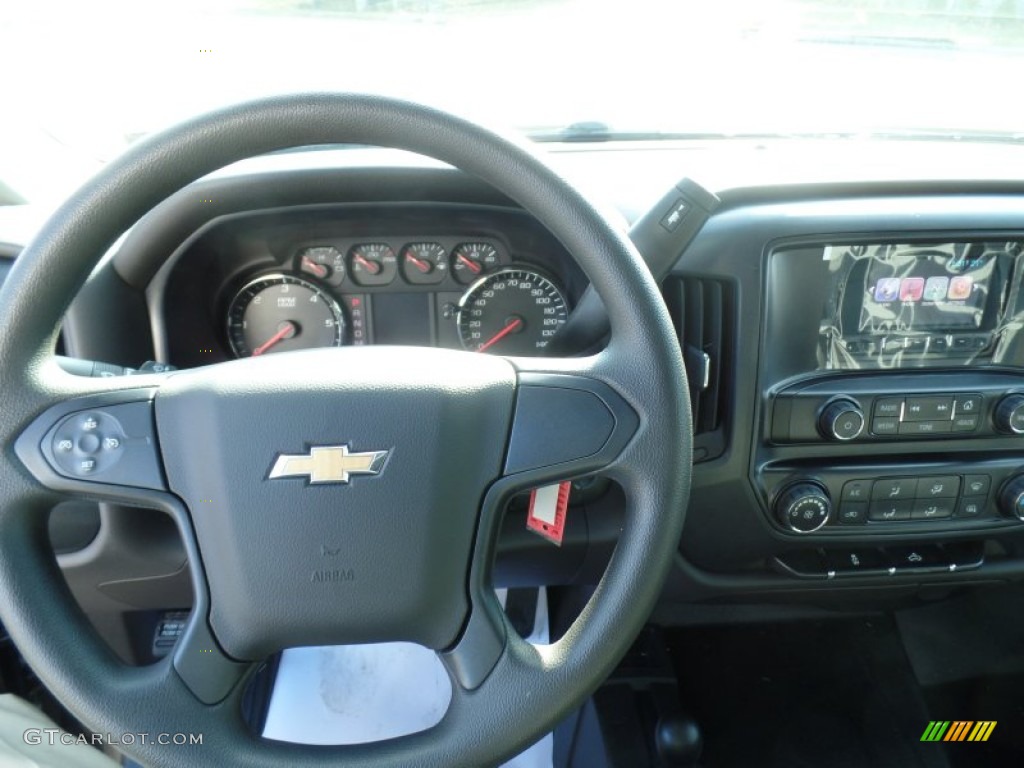 2015 Chevrolet Silverado 3500HD WT Crew Cab Dual Rear Wheel 4x4 Jet Black/Dark Ash Steering Wheel Photo #99284335