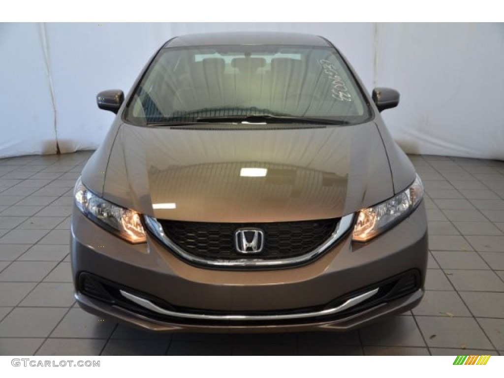 2015 Civic LX Sedan - Urban Titanium Metallic / Beige photo #2