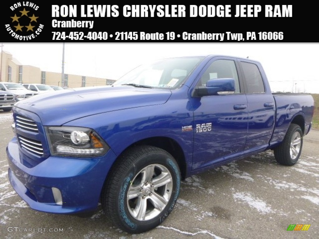 2015 1500 Sport Quad Cab 4x4 - Blue Streak Pearl / Black photo #1