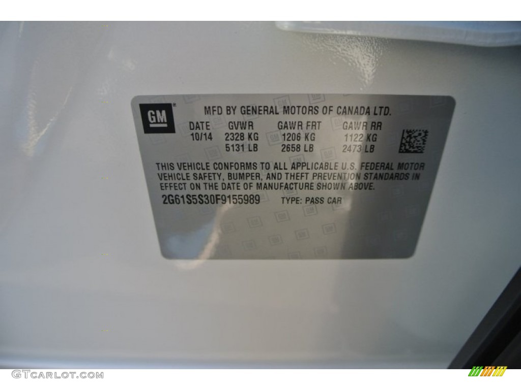 2015 Cadillac XTS Platinum Sedan Info Tag Photos