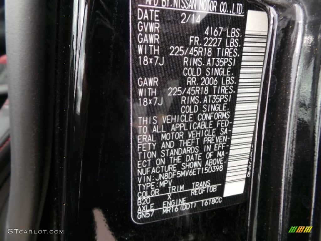 2014 Juke Color Code B20 for Sapphire Black Photo #99325276