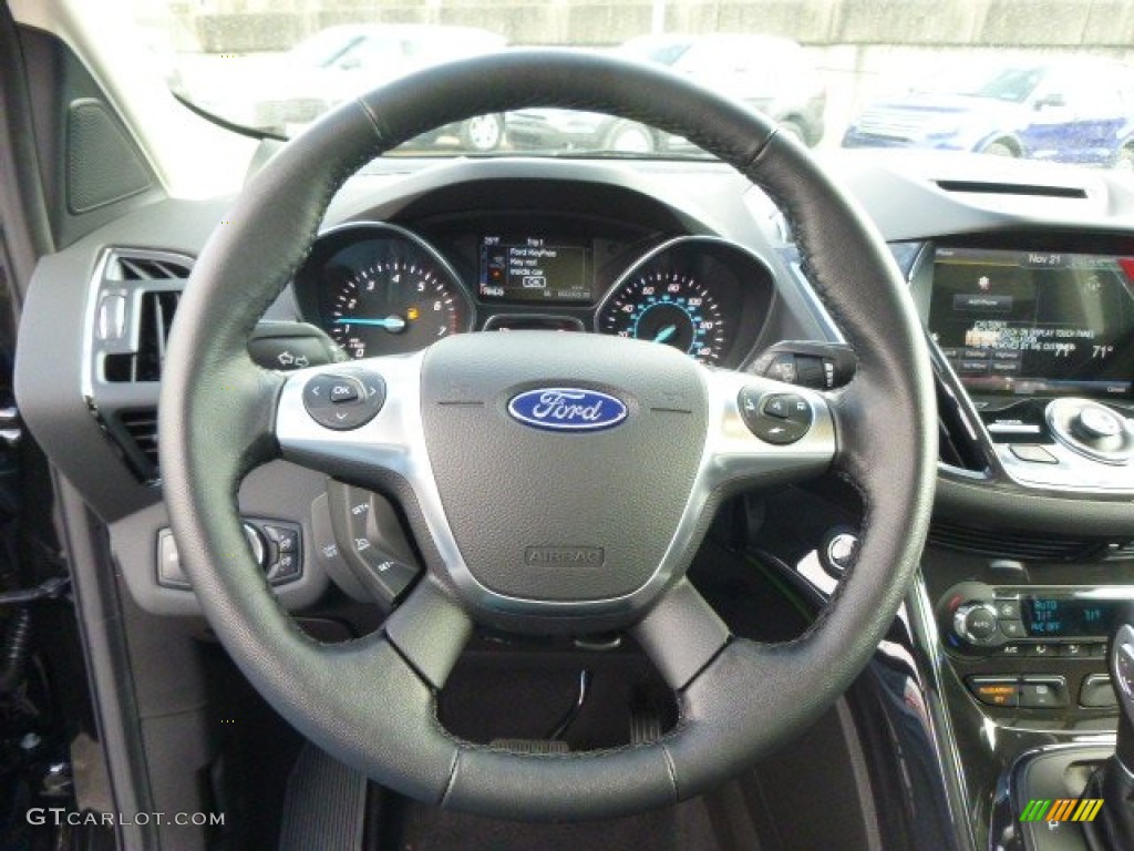 2015 Ford Escape Titanium 4WD Charcoal Black Steering Wheel Photo #99330934