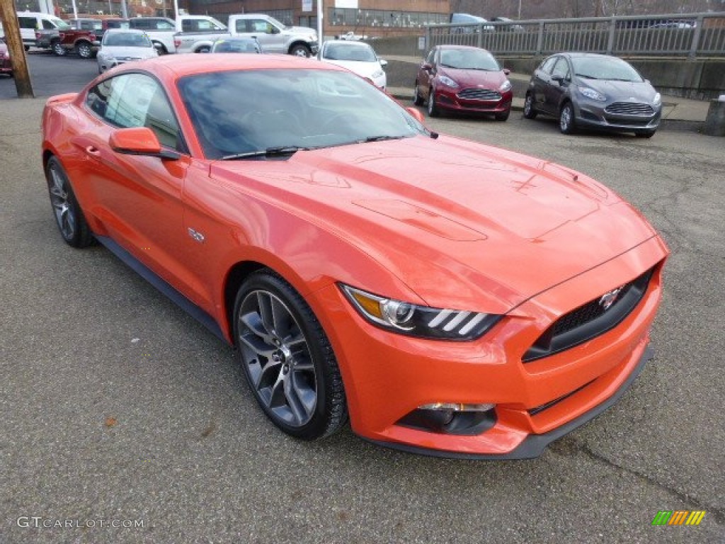 Competition Orange 2015 Ford Mustang GT Premium Coupe Exterior Photo #99330994