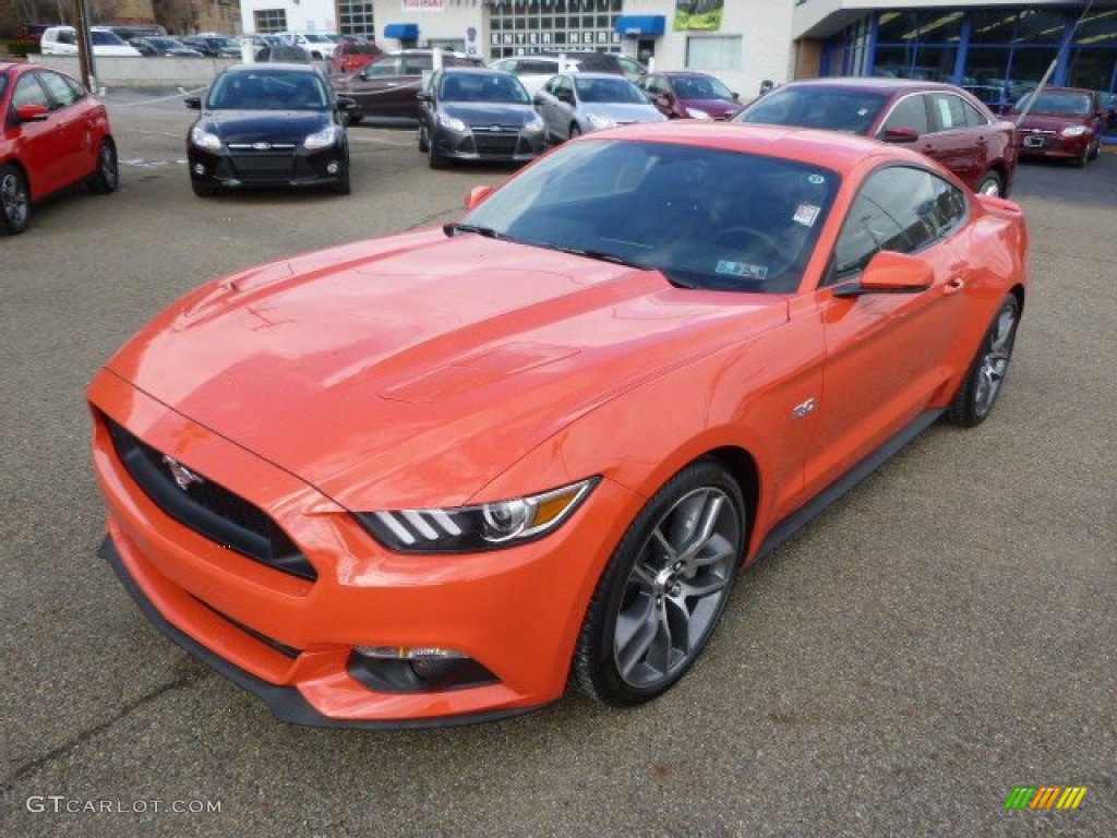 2015 Mustang GT Premium Coupe - Competition Orange / Ebony photo #4